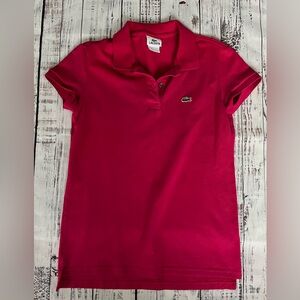 Lacoste Women's Polo 2 Button Pink Cotton Elastane Blend Size 40 M NWOT